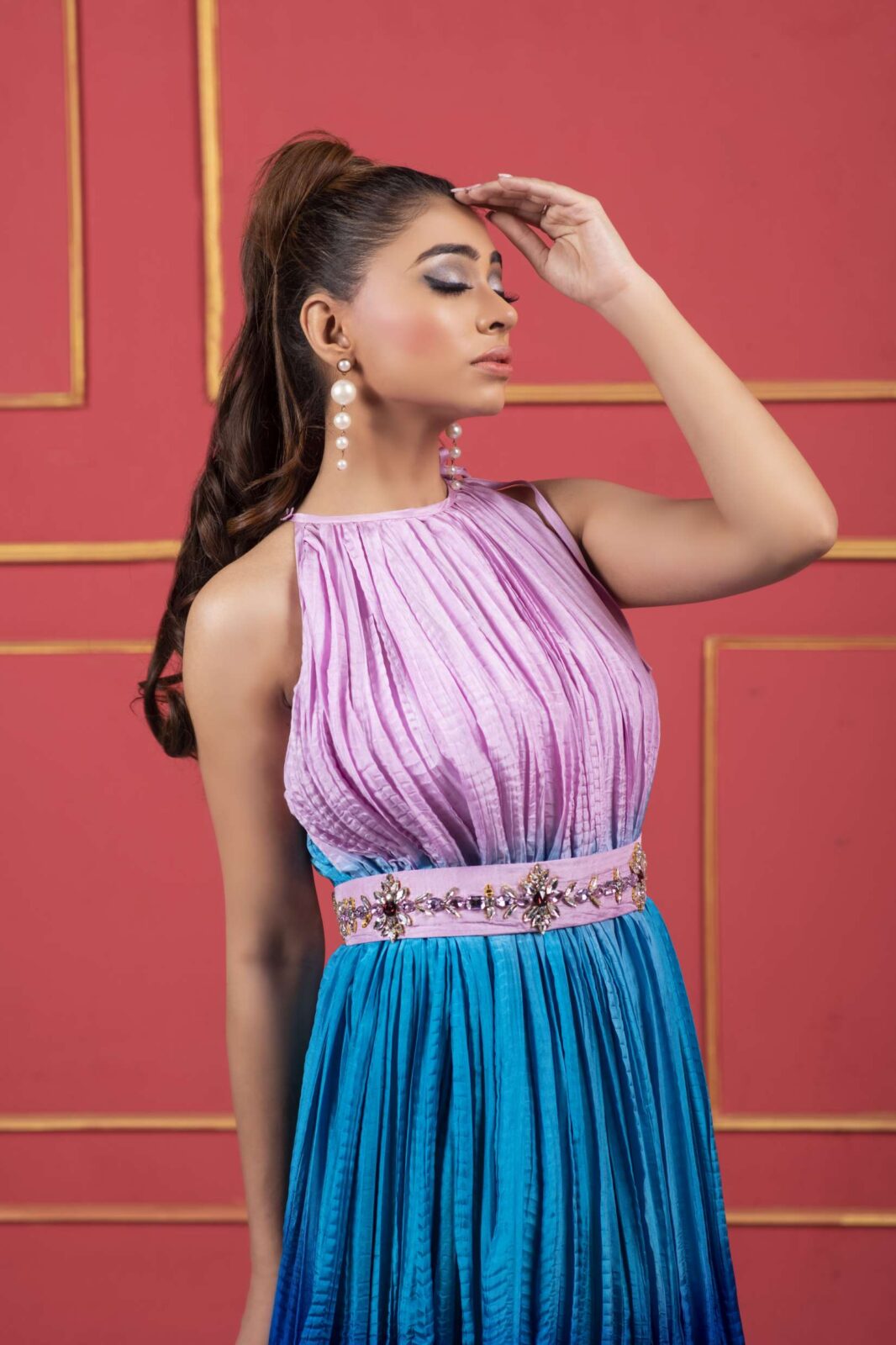 Buy Green Kaftan Long Dress With Embroidered Belt Online - Ritu Kumar UAE  Store View